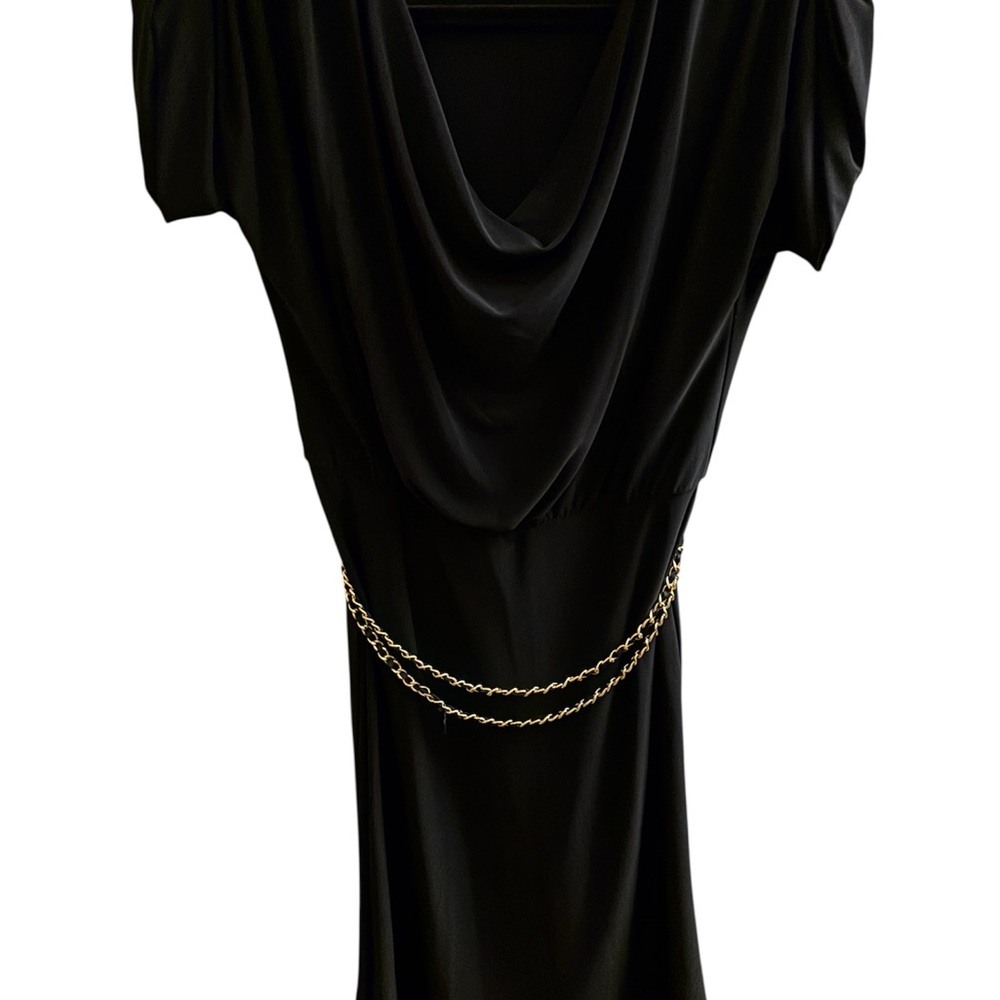 Jones New York Black Dress with Gold Chain Accent